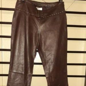 brown leather pants size 2